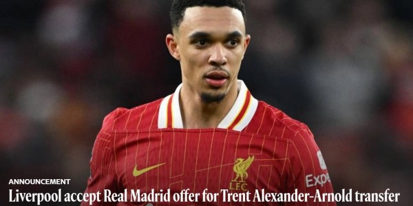 利物浦官方：接受皇马对阿诺德的转会报价，感谢球员多年贡献